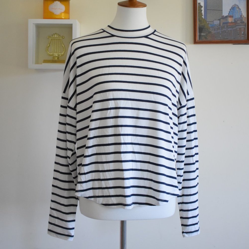 Madewell Navy & White Striped Long Sleeve Top
